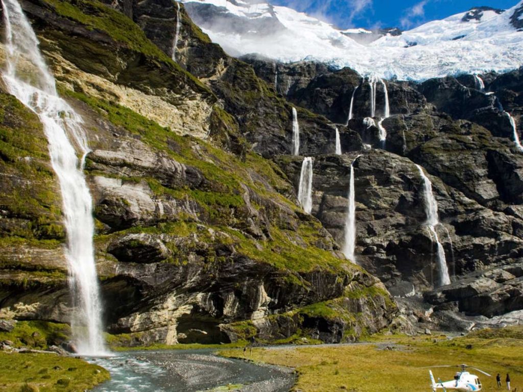 earnslaw burn helicopter tour, see the middle earth waterfalls